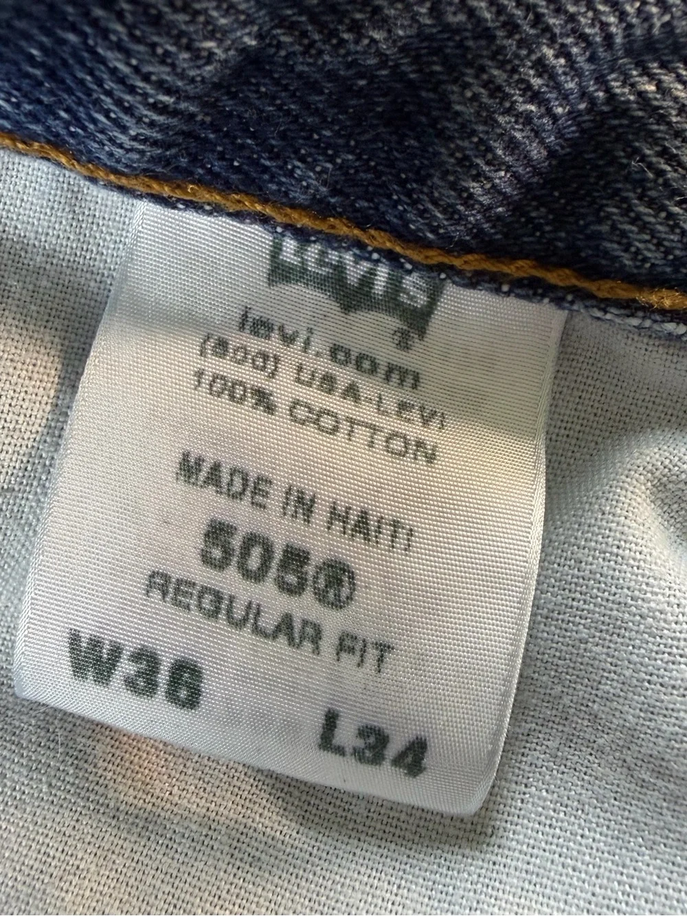 Levi's 505 Regular Fit Jeans Mens W36‎ L34 Blue Denim Straight Leg Zipper Fly